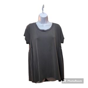 CHRIS & CAROL Oversized Babydoll Top Charcoal Sweet Details Size Large